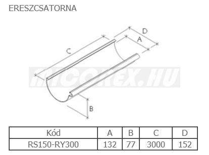 Galeco Stal ereszcsatorna rendszerelem ereszcsatorna RY adatok: