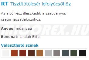 Lindab Rainline ereszcsatorna rendszer RT Tisztítótölcsér lefolyócsőhöz jellemzői: