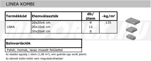 Abeton Viacolor Linea térkő 6/8/Kombi alapadatok: